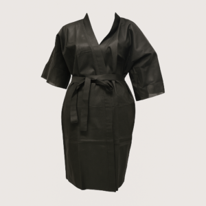 bata kimono desechable negra para estética