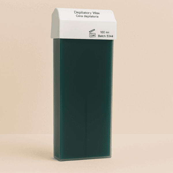 Cartucho de cera roll-on azuleno de 100 ml para depilación tibia, ideal para pieles sensibles