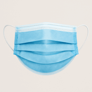 Mascarilla higiénica desechable azul con gomas elásticas, caja de 50 unidades