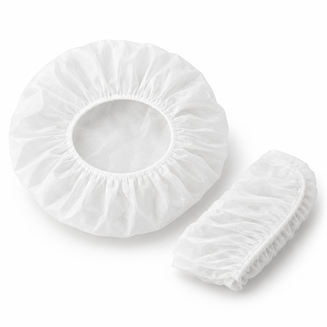 Gorros blancos desechables con borde elástico