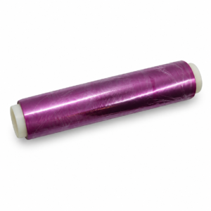 Rollo de film osmótico de PVC de 30 cm por 300 m, tumbado sobre fondo blanco