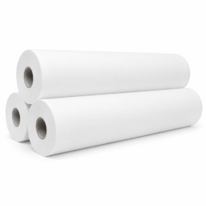 Pack de 3 rollos de papel camilla ecológico blanco sobre fondo blanco