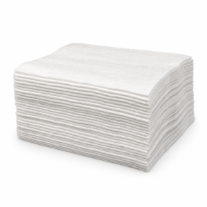 Toallas Spunlace blancas de 30 × 40 cm plegadas y apiladas