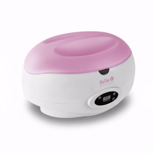 Calentador de Parafina POLLIE 2 Kg - Control Digital Profesional Calentador de parafina profesional POLLIE 2 kg con pantalla digital LCD, diseño blanco y rosa para tratamientos de manos y pies