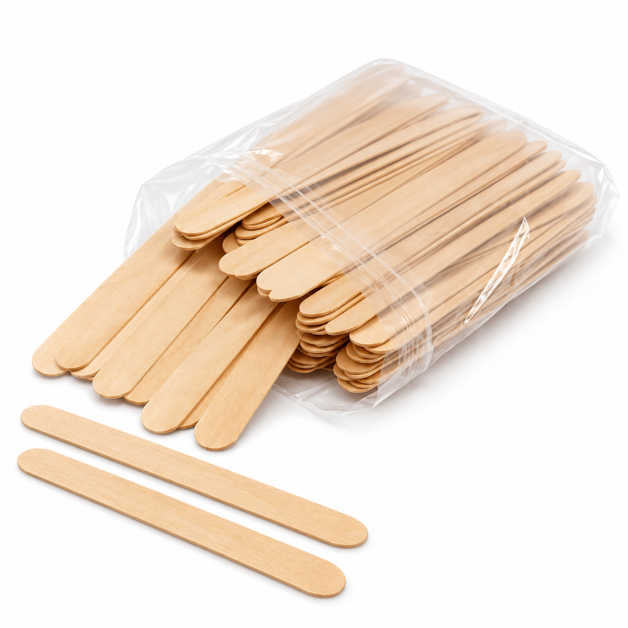 Espátulas bigoteras de madera en bolsa para depilación facial
