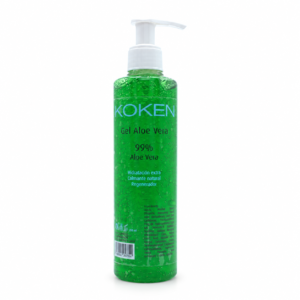 Gel KOKEN Aloe Vera 99%, 250 ml, sobre fondo blanco