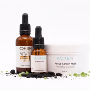 Productos cosmeticos KOKEN serums acido hialuronico vitamina C acido glicolico mascarilla facial carbon activo tratamiento profesional belleza