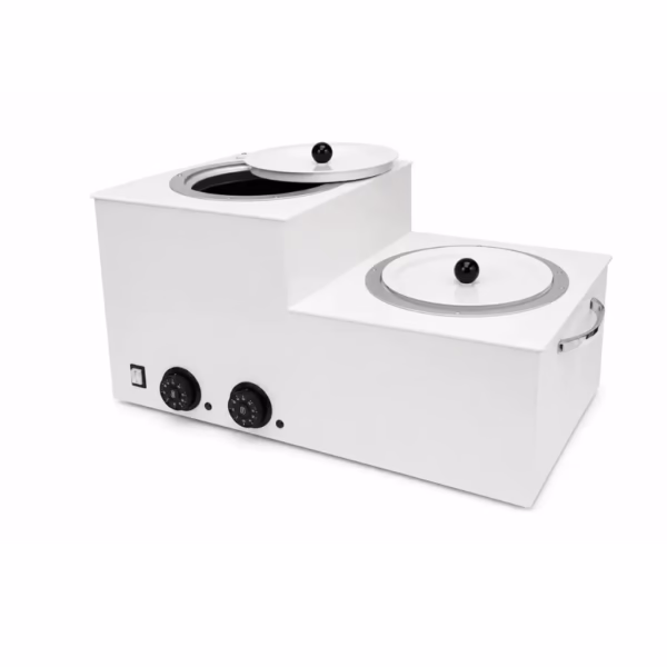 Fundidor de cera doble de 9 litros con dos cubas de aluminio, tapas y termostatos regulables