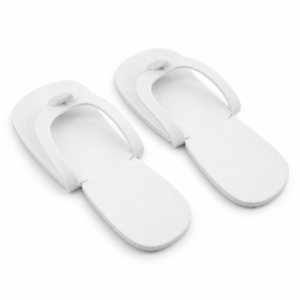 Par de chanclas desechables blancas de espuma para pedicura