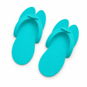 Par de chanclas de espuma turquesa para pedicura