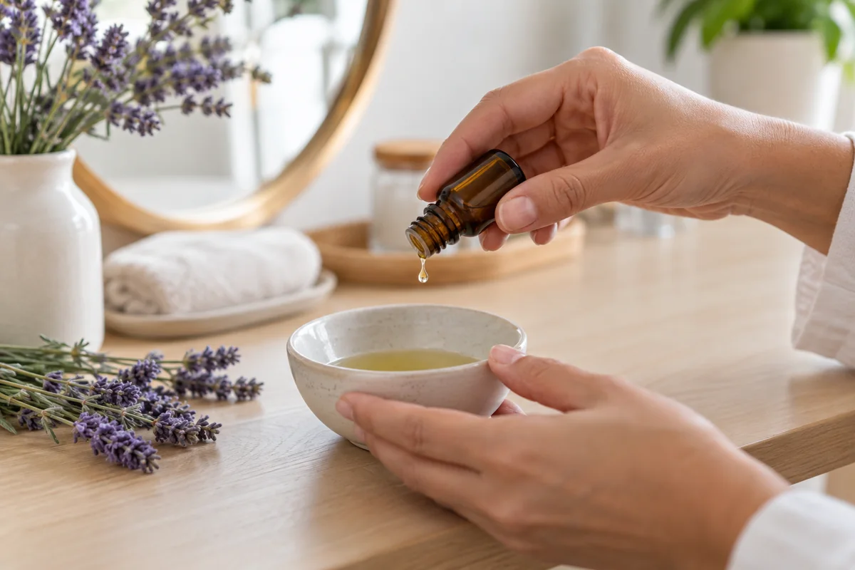 Uso diluido del aceite esencial de lavanda en un aceite vegetal portador