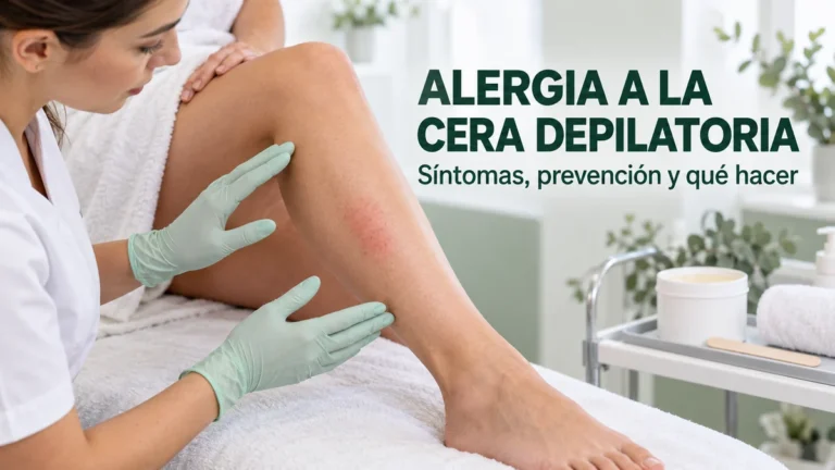Alergia a la cera depilatoria en la pierna examinada por una profesional