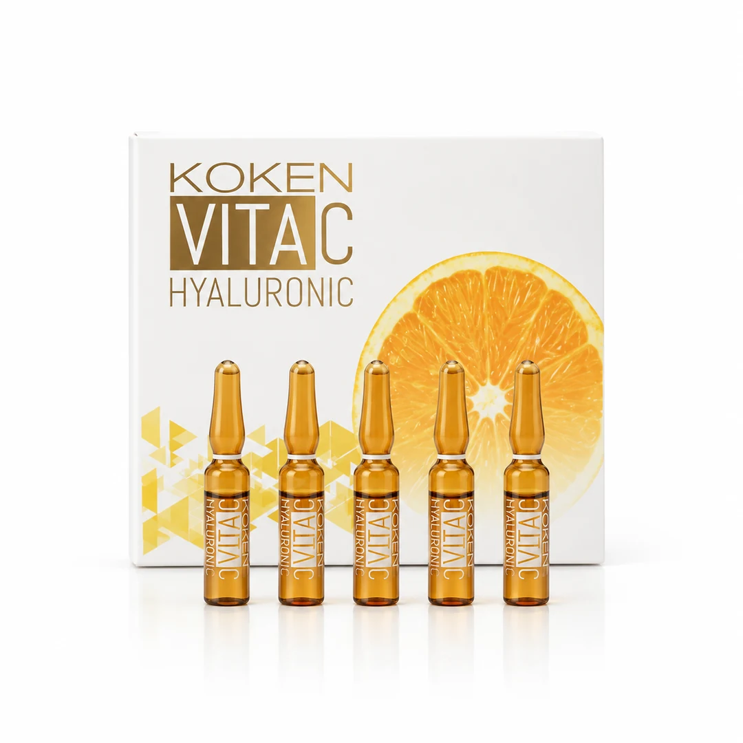 Ampollas Koken Vita C y ácido hialurónico, caja con 5 ampollas de 2 ml
