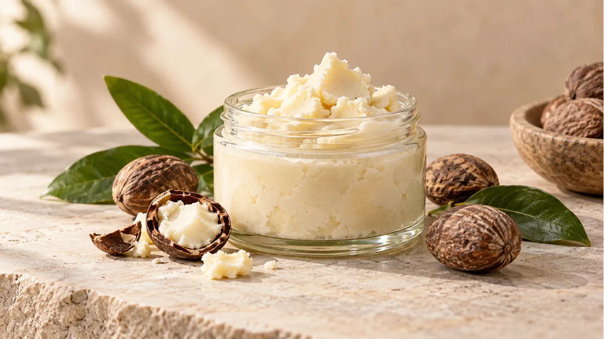 Manteca de karité pura con nueces y hojas naturales