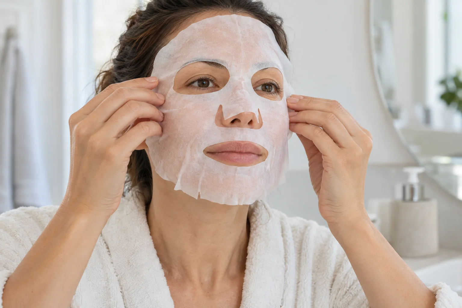 Cómo colocar una mascarilla facial de tela sobre el rostro limpio