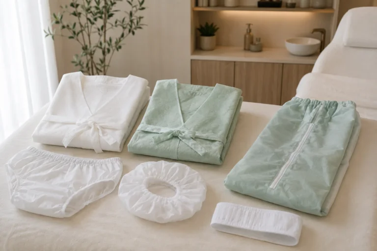 Ropa desechable para tratamientos en un centro de estética