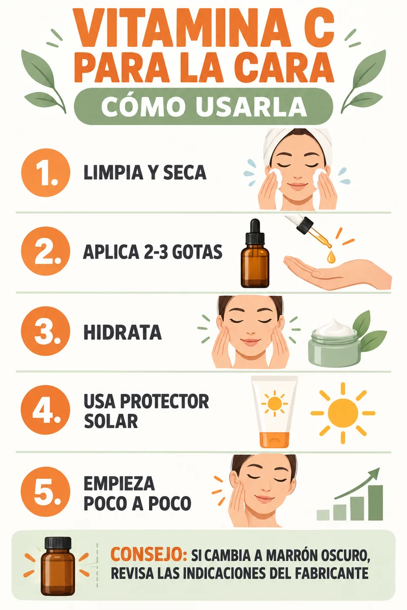 Infografía sobre cómo usar vitamina C en la cara