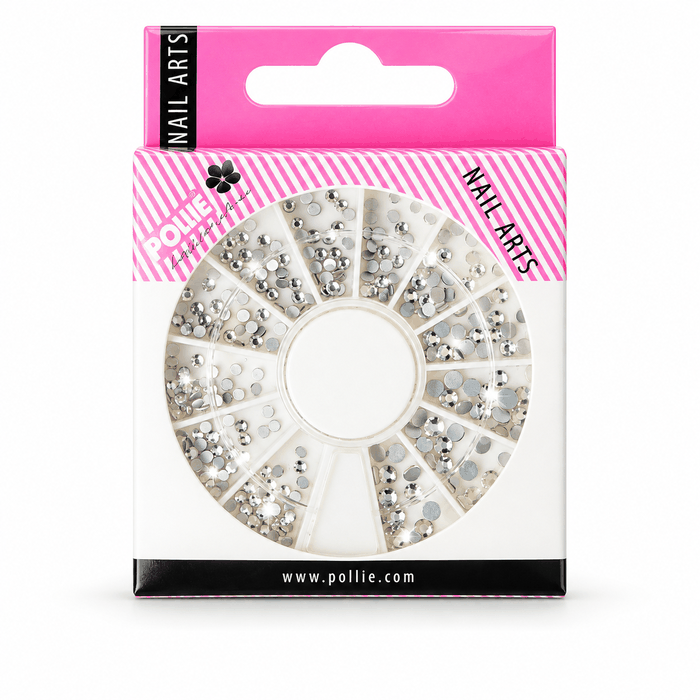 Strass plateado Pollié para uñas en rueda