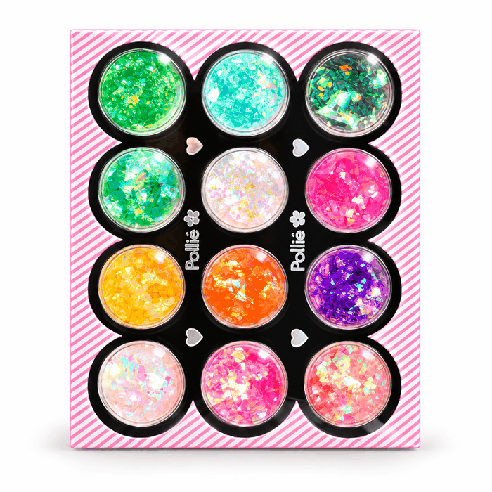 Glitter Pollié escamas de sirena para uñas, 12 colores
