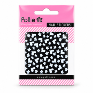 Pegatinas 3D Pollié para uñas, corazones blancos