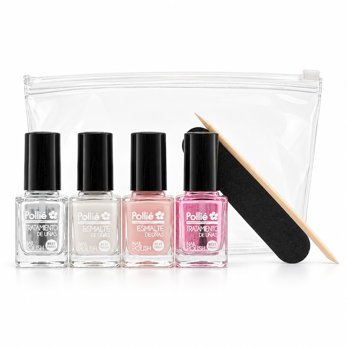 Kit de manicura francesa Pollié con 4 esmaltes de 12 ml