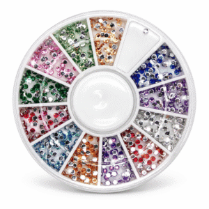 Brillantes fantasía para uñas, rueda de 12 colores