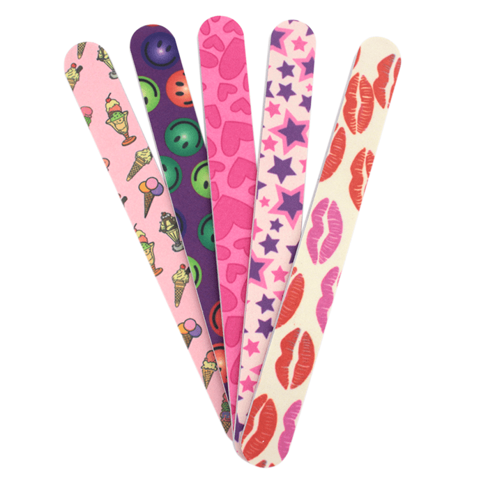 Limas de uñas acolchadas decoradas, pack de 5