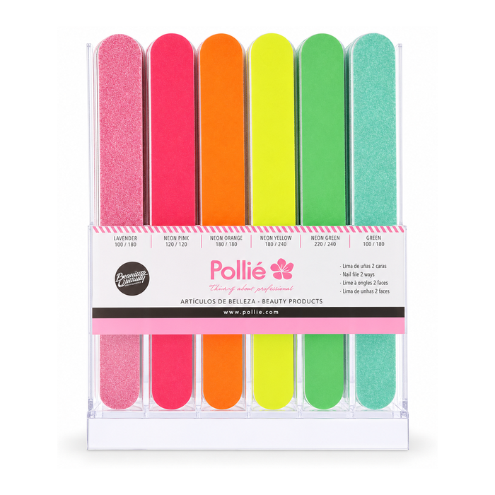 Expositor con 42 limas de uñas Neón