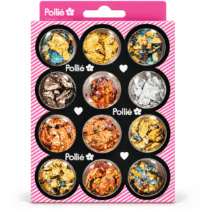 Pan de oro decorativo Pollié para uñas, 12 colores