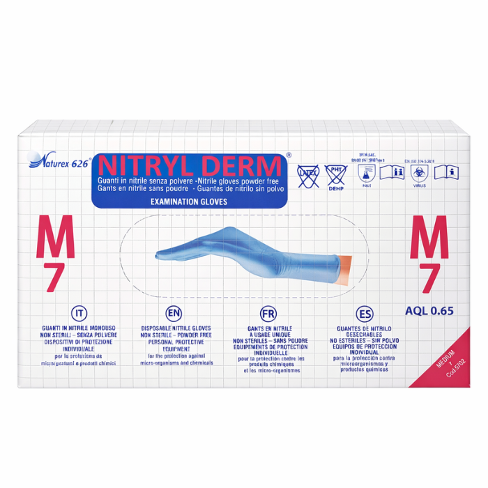 Guantes de nitrilo azules sin polvo talla M 100 unidades