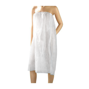Pareo desechable blanco con ribete rosa y cierre de velcro, referencia 1347