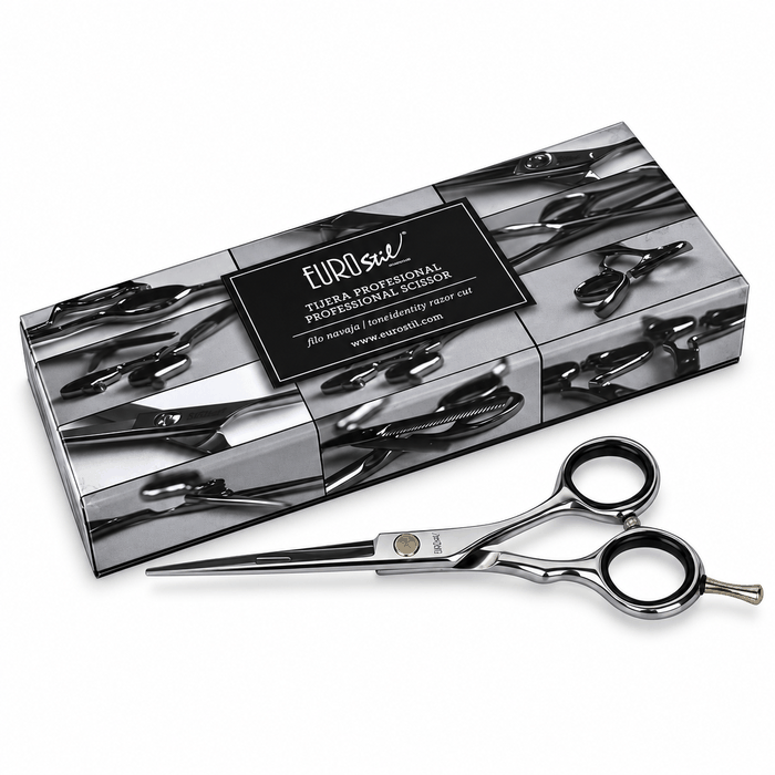 Tijeras de peluquería Eurostil filo navaja, 5,5 pulgadas