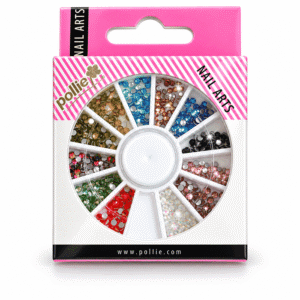 Strass de colores Pollié para uñas, rueda de 600 piezas