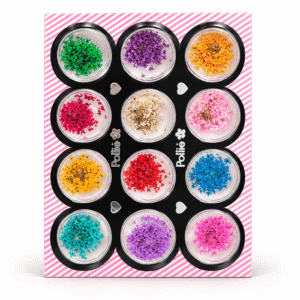 Flores secas Pollié para uñas, 12 colores