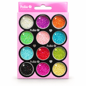 Microbolas caviar Pollié para uñas, 12 colores