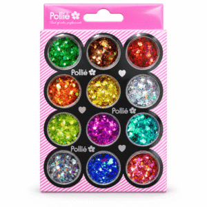 Glitter de rombos Pollié para uñas, 12 colores