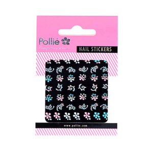 Pegatinas 3D Pollié para uñas, flores de colores, 74 unidades