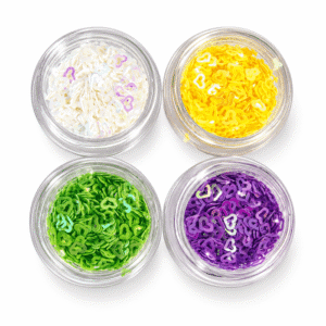 Corazones glitter para uñas, set de 4 colores
