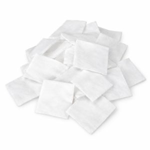 Muestra de cuadrados blancos de algodón de 5 × 5 cm