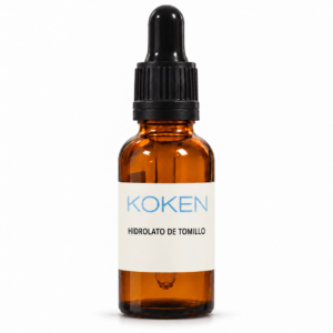 Hidrolato de tomillo Koken de 30 ml en frasco ámbar con cuentagotas