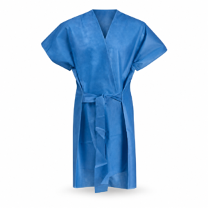Bata desechable azul tipo kimono con cinturón · 1 unidad