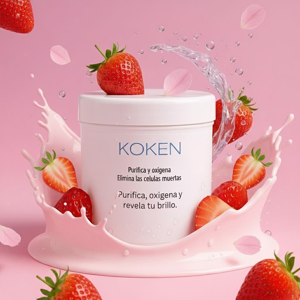 Exfoliante facial de fresa KOKEN para peeling natural que purifica y elimina células muertas